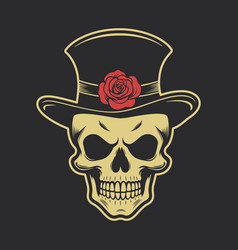 Skull In Hat With Rose Tattoo Style