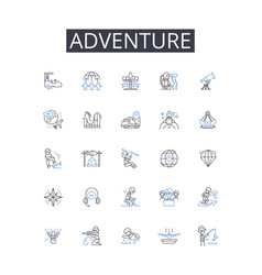 Adventure Line Icons Collection Journey Quest