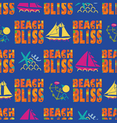 Beach Bliss Typography Seamless Pattern