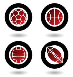 Black And Red Sports Balls Icons