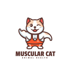 Logo Muscular Cat Mascot Cartoon Style