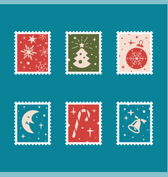 Set Of Christmas Postage Stamps