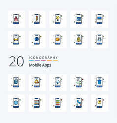 20 Mobile Apps Line Filled Color Icon Pack Like