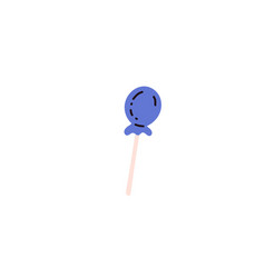 Candy Lollipop In A Blue Wrapper On Stick