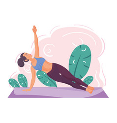 Flat Girl Cartoon Character Doing A Yoga Pose