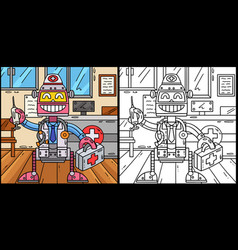 Robot Doctor Coloring Page Colored