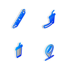 Set Isometric Line Soda And Hotdog Hotdog