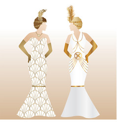 Gatsby Art Deco Dress Design With Women In Bridal