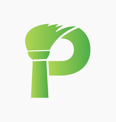 Letter P House Cleaning Logo Concept With Clean