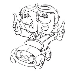 Sketch Friends Of The Groom Ride In A Car