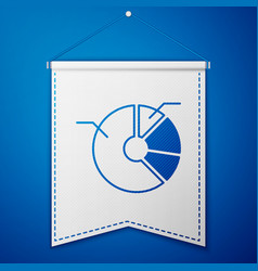 Blue Pie Chart Infographic Icon Isolated On Blue