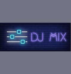 Dj Mix Neon Text With Equalizer