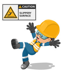 Industrial Worker With Slippery Surface Hazard