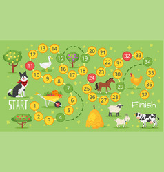 Farm board game template Royalty Free Vector Image