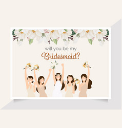 Cute Bride And Bridesmaid On Watercolor White