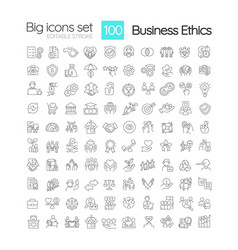 Organizational Ethics Linear Icons Set