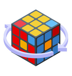 Rubik Cube Solving Icon Isometric Style