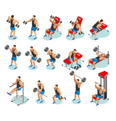 Body Building Isometric Icons