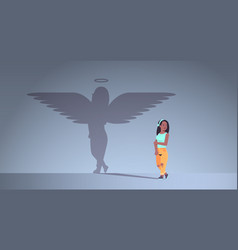 Cute African American Girl With Shadow Angel