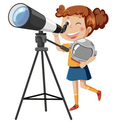 A Girl Looking Through Telescope