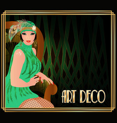 Flapper Woman In Armchair In Style Art Deco