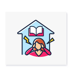 Homeschooling Stress Color Line Icon