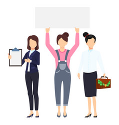 Businesswoman Character Team Holding Board