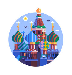 Moscow Travel Icon With Saint Basil Cathedral