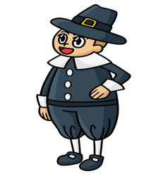 Thanksgiving Pilgrim Boy Cartoon Colored Clipart