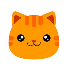 Cartoon Head Of A Cute Ginger Orange Tabby Cat