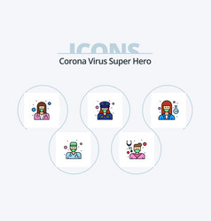 Corona Virus Super Hero Line Filled Icon Pack 5