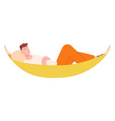 Guy Sleeping In Hammock Tranquil Leisure In Peace