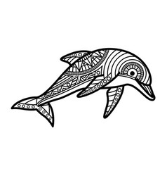 Black And White Mandala Line Art Of The Dolphin