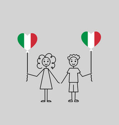 Italian Children Love Italy Sketch Girl And Boy