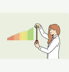 Woman Business Analyst Measures Financial Chart