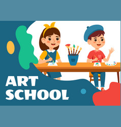 Art School Social Media Background Flat Cartoon