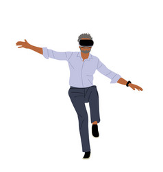 Business Man Standing In Virtual Reality Headset