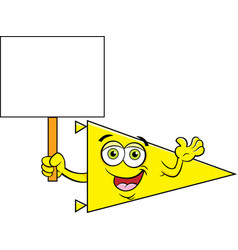 Cartoon Sports Pennant Holding A Sign