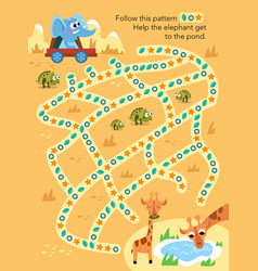 Maze Game Activity For Children Follow Pattern