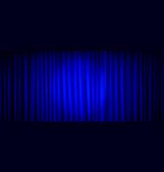 Closed Blue Theater Stage Curtain With Spotlight