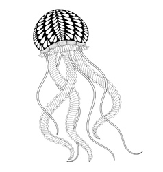 Entangle stylized black jellyfish hand drawn Vector Image