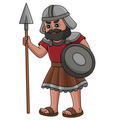 Goliath With A Spear Cartoon Colored Clipart