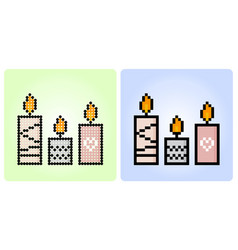 8 Bit Pixel Candle Object Items For Game Assets