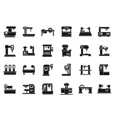 Cnc Machine Icons Set Simple Mill