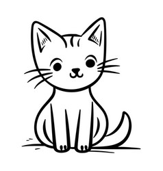 Hand Drawn Cute Cat Isolated