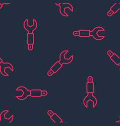 Red Line Wrench Spanner Icon Isolated Seamless