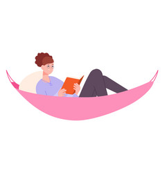 Woman Read Book In Hammock Summer Rest