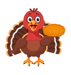 Funny Cartoon Turkey Holding Pumpkin Pie