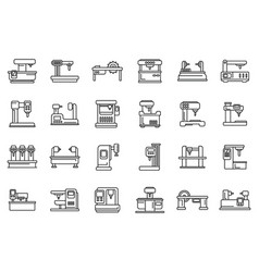 Cnc Machine Icons Set Outline Mill