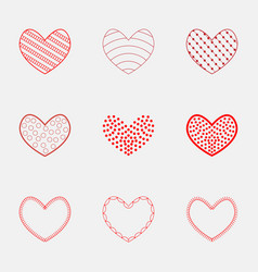 Set Of Red And White Graphic Heart Icons Image